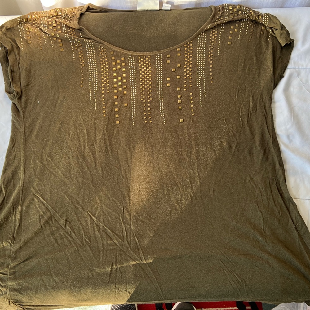 Avenue Olive Green sleeveless top embellished